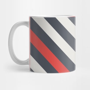 Diagonal Black, White and Red Stripes Mug